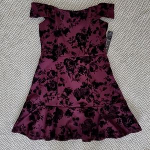 NWT Sz L Purple and Velvet Black Rose Goth Dress